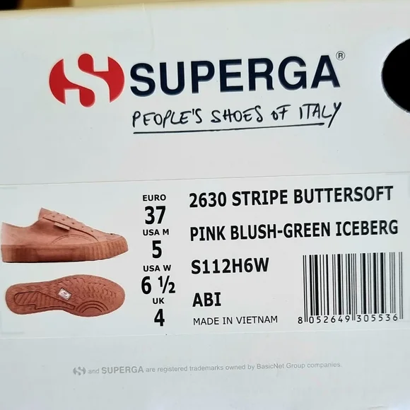 SUPERGA 2630 Stripe Buttersoft Shoes in Pink Blush-Green Iceberg - Picture 13 of 15